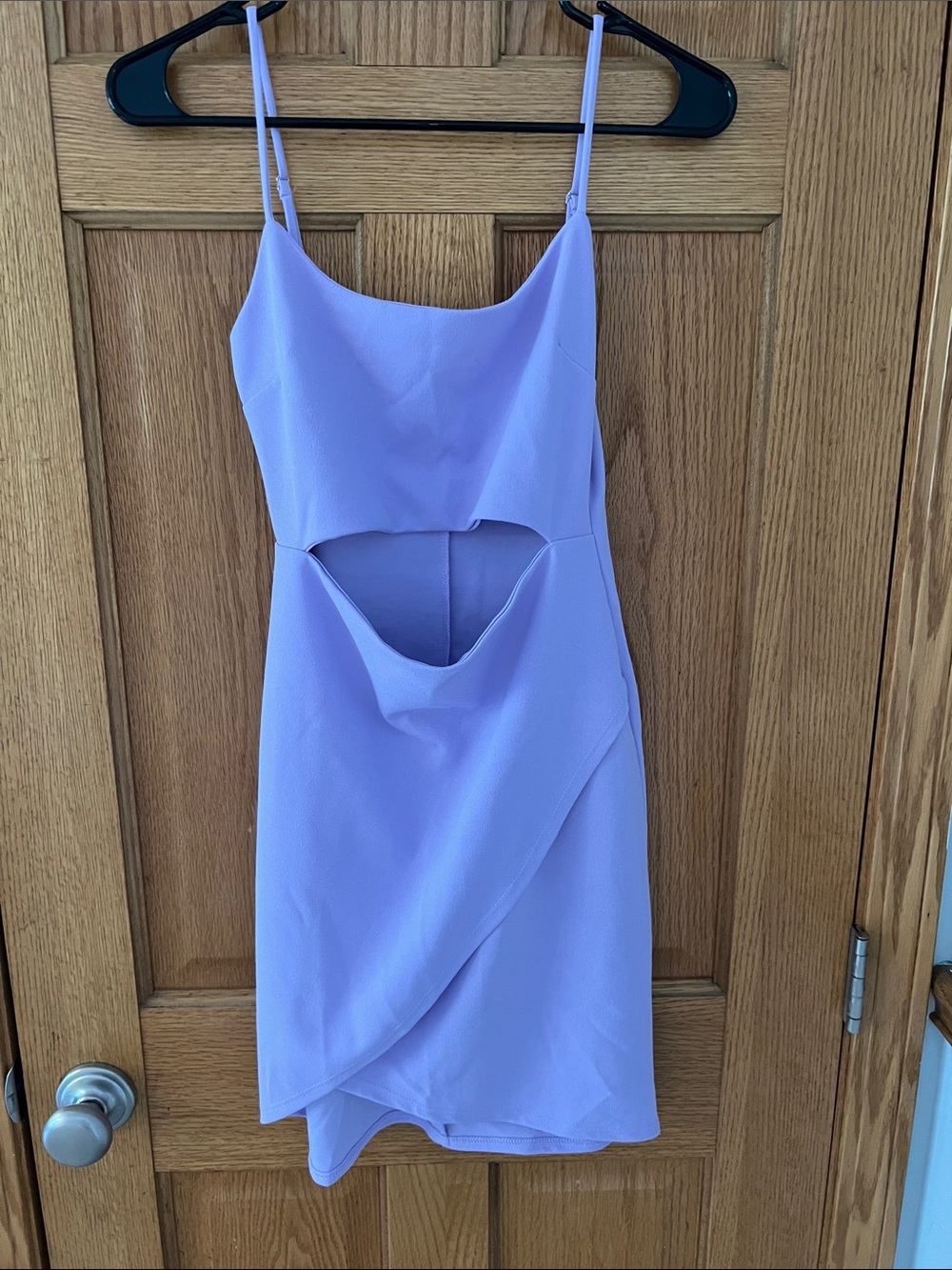 Lulu's Lilac Spaghetti Strap Mini Dress with Front Cutout